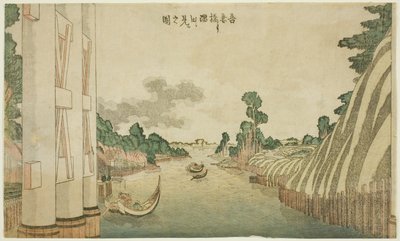Sumida River seen from Azuma Bridge, from a group of Western-style landscapes by Katsushika Hokusai