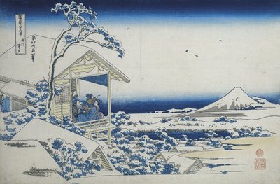 Tea House at Koishikawa, the Morning After a Snowfall by Katsushika Hokusai