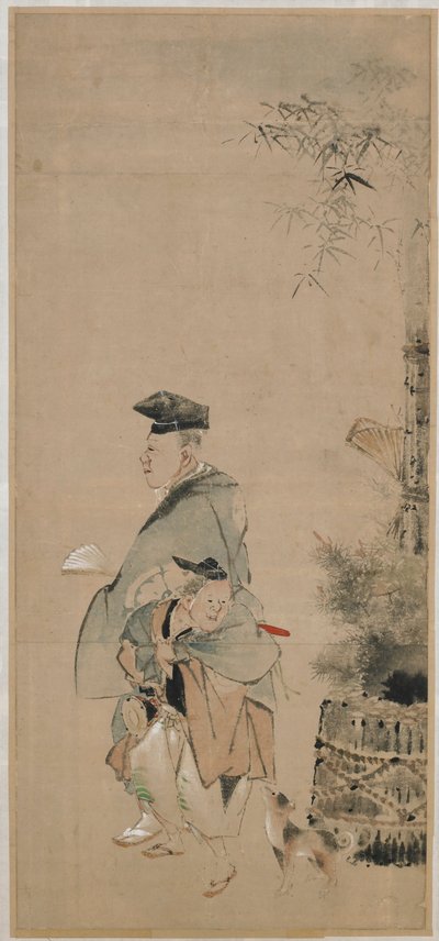 Two Entertainers Strolling on the New Year, Edo period by Katsushika Hokusai