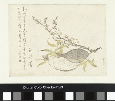 Two Flatfish and Plum by Katsushika Hokusai
