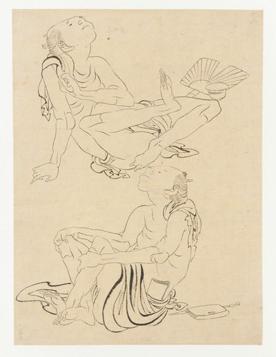Two men relaxing in summer by Katsushika Hokusai