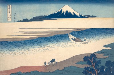 Ukiyo-e Print of the Tama River and Mt. Fuji by Hokusai by Katsushika Hokusai