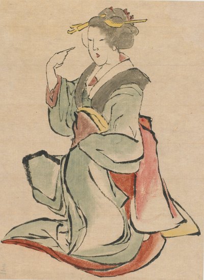 Woman facing the right, beckoning by Katsushika Hokusai