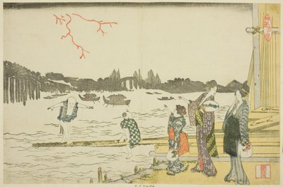 Women and Children Viewing the Fireworks by Katsushika Hokusai