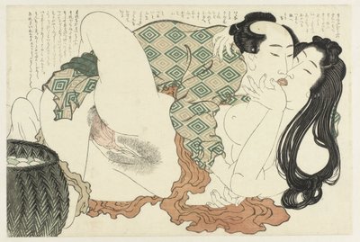 Kissing Fisherman and Diver (The Adonis Plant series) by Katsushika Hokusai