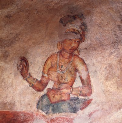 Apsaras, Heavenly Nymph Making an Offering, Fresco, Fortified Citadel of Sigiriya (UNESCO World Heritage List) by Alec Hunter