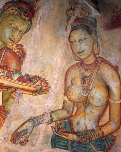 Apsaras, Heavenly Nymph Offering Flowers, Fresco, Fortified Citadel of Sigiriya (UNESCO World Heritage List) by Alec Hunter