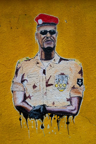 Street Art Portrait of Mamadi Doumbouya, Conakry, 2019 by Alec Hunter