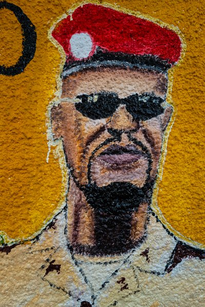 Street Art Portrait of Mamadi Doumbouya, Conakry, 2019 by Alec Hunter
