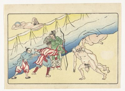 Archer and Naked Men by Kawanabe Kyosai