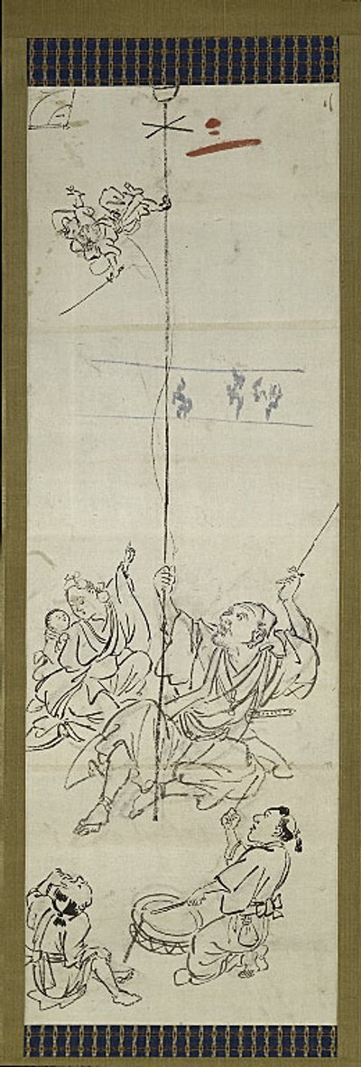 Monkey Trainer, One of Six Sketches by Kawanabe Kyosai