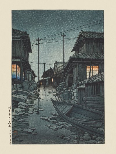 Night Rain at Kawarago 1947 by Kawase Hasui