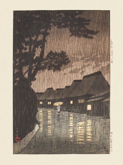 Rain at Maekawa, Sagami Province (1932) by Kawase Hasui