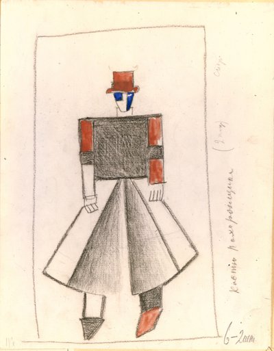 Gravedigger. Costume design for the opera Victory over the sun after A. Kruchenykh by Kazimir Severinovich Malevich