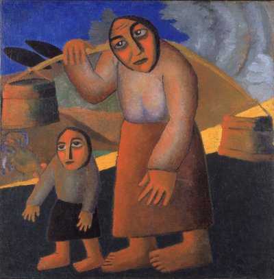 Peasant Woman with Buckets and Child by Kazimir Severinovich Malevich