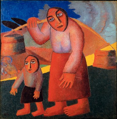 Peasant with buckets by Kazimir Severinovich Malevich