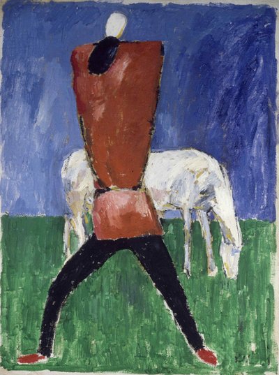 The White Horse Man and Horse by Kazimir Severinovich Malevich