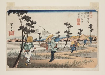 No. 8, Konosu: Distant view of Fuji at Fukiage by Keisai Eisen