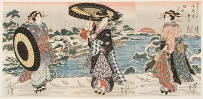 Modern Figures at Dawn on a Snowy Day by Keisai (1790 1848) Eisen