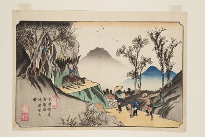 No. 44, Magome Station: Distant View from the Pass by Keisai Eisen