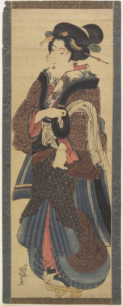 Waitress Holding a Black Lacquer Stand by Keisai Eisen