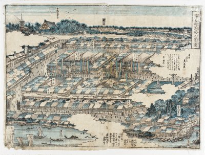 Sketch of the Kabuki Theatre District in Saruwakamachi by Keisai Eisen