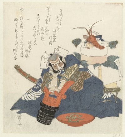 Warrior Asashina Saburō Asleep Over a Sake Barrel by Keisai Eisen
