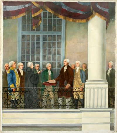 Inauguration of George Washington at Federal Hall, New York City by Keith Shaw Williams
