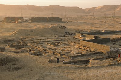 Abydos, Site overview of 1st dynasty Pharaoh Aha ceremonial enclosure, ca 2950 B.C. by Kenneth Garrett