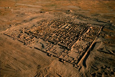 Aerial of Gonur, an important center of Oxus culture, walled colony with central citadel by Kenneth Garrett