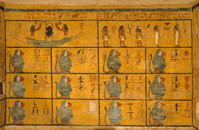 Baboons, Wall painting in tomb of King Tutankhamun; KV52, Valley of the Kings, Thebes by Kenneth Garrett