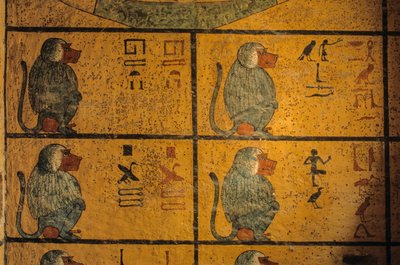 Baboons, Wall painting in tomb of King Tutankhamun; KV52, Valley of the Kings, Thebes by Kenneth Garrett