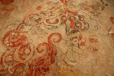 Cave mouth of the underworld, entrance to Flower Mountain, Maya Murals, San Bartolo by Kenneth Garrett