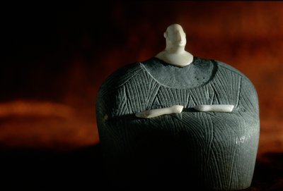 Composite human figurine of steatite and white stone, Oxus Civilization, Turkmenistan, 2004 by Kenneth Garrett
