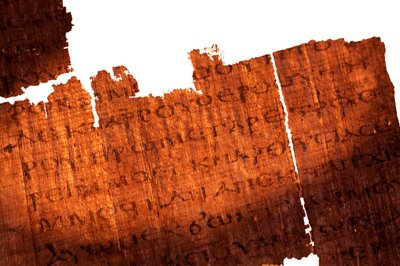Detail of a page of the Gospel of Judas; Page text is Jesus to Judas 