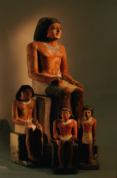 Four painted limestone statues of the artisan Inty-Shedu, Old Kingdom, 2002 by Kenneth Garrett