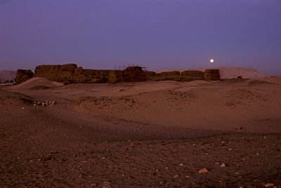 Full moon setting over Shunet of Khasekhemuy, Abydos, Egypt by Kenneth Garrett