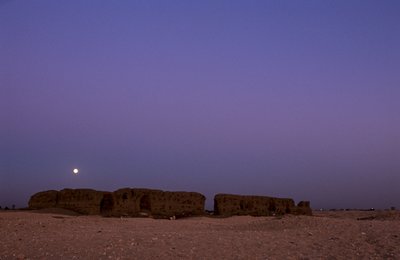 Full moon setting over Shunet of Khasekhemuy, Abydos, Egypt by Kenneth Garrett
