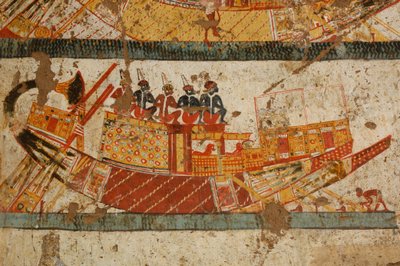 Nubian boat scene, Black Pharaohs, Nubians, Egypt, Luxor, Tomb of Huy, Viceroy of Kush, 2007 by Kenneth Garrett