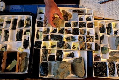 Peopling the Americas; stone tool collection; from 9000 C14; Rick Knecht; Dutch Harbor, 2000 by Kenneth Garrett