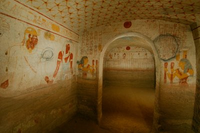 Pharaoh Tamwetamani, last king, Tomb chamber and painting details, Black Pharaohs, Nubians, 2007 by Kenneth Garrett
