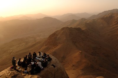 Pilgrims Gather on Mount Sinai Where God Spoke to Moses, 2006 by Kenneth Garrett