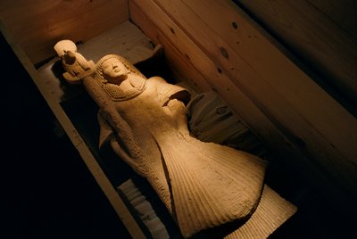 Sandstone Statue of Nebre as Standard Bearer of the Lion-Headed Goddess of War Sekhmet, 2002 by Kenneth Garrett