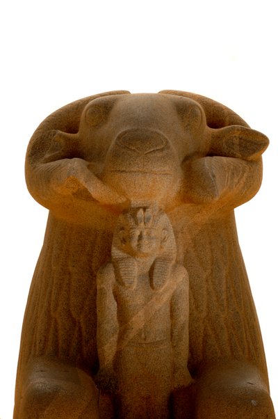 Taharka and Ram headed sphinx, Gebel Barkal, Black Pharaohs, Nubians, Sudan, National Museum, 2007 by Kenneth Garrett