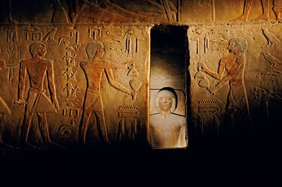 Tomb of Ti; Egypt; Archaeology; Old Kingdom; Saqqara, Serdab Chamber by Kenneth Garrett