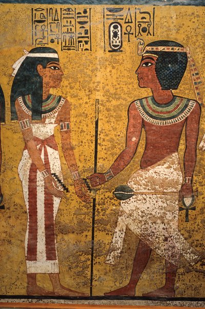 Tomb of Tutankhamun, Pharaoh faces goddess Nut who is welcoming him with purified water by Kenneth Garrett
