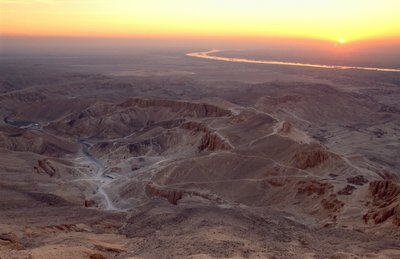 View from top of the Qurna at sunrise, Egypt, Valley of the Kings by Kenneth Garrett
