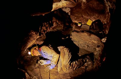 Who Were the First Americans, Timothy Heaton, Excavating, On Your Knees Cave, Prince of Wales Island, 2008 by Kenneth Garrett