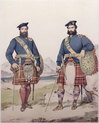 Two Men in Highland Dress, Engraved by Vincent Brooks, 1868 by Kenneth Macleay