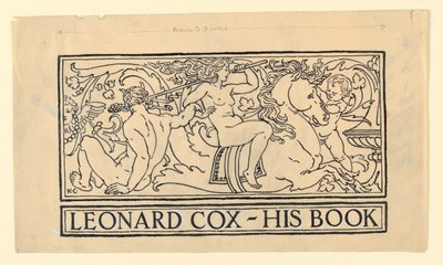 Bookplate for Leonard Cox by Kenyon Cox